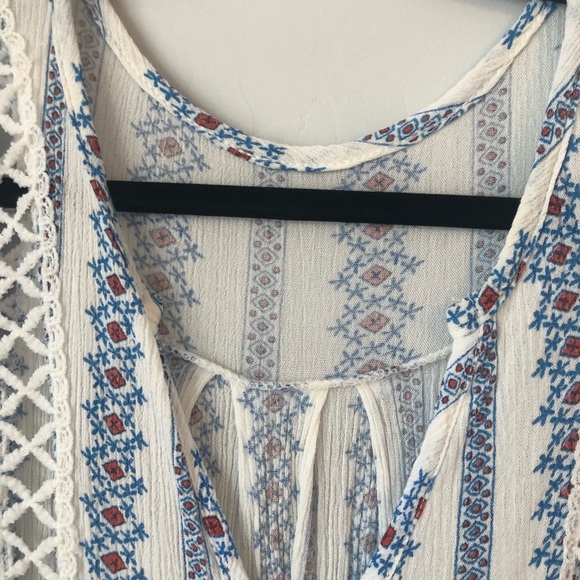 BOHO PEASANT TUNIC BLOUSE WITH EYELET DETAILS - Picture 8 of 8